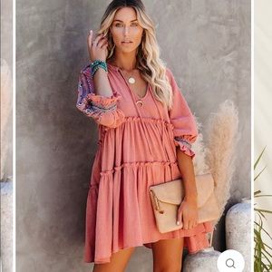 Baby doll dress with bell sleeves